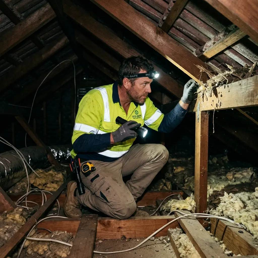 Technician using detection equipment to locate a dead rat inside a Docklands wall cavity